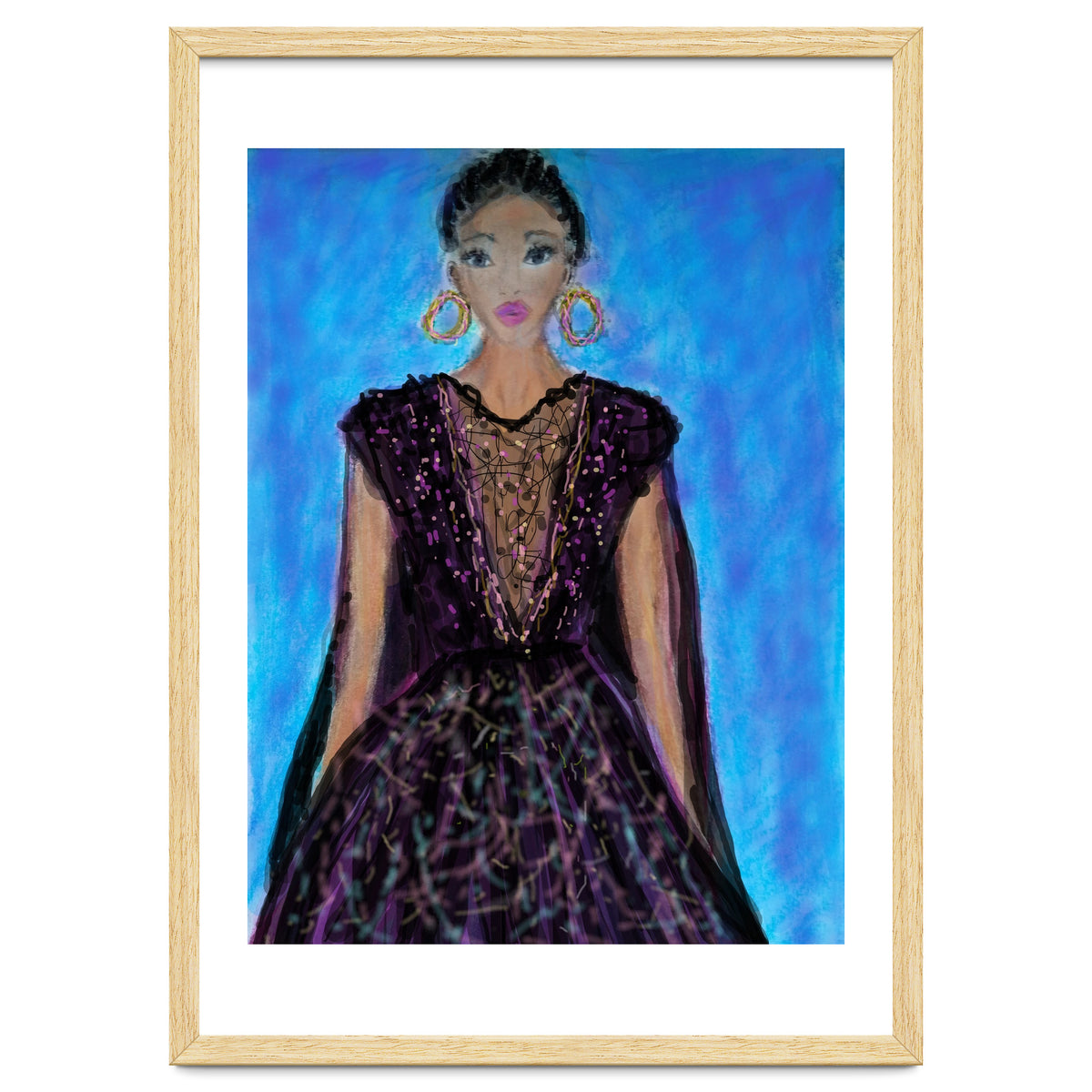 A LADY  WEARING A MAGICAL GOWN