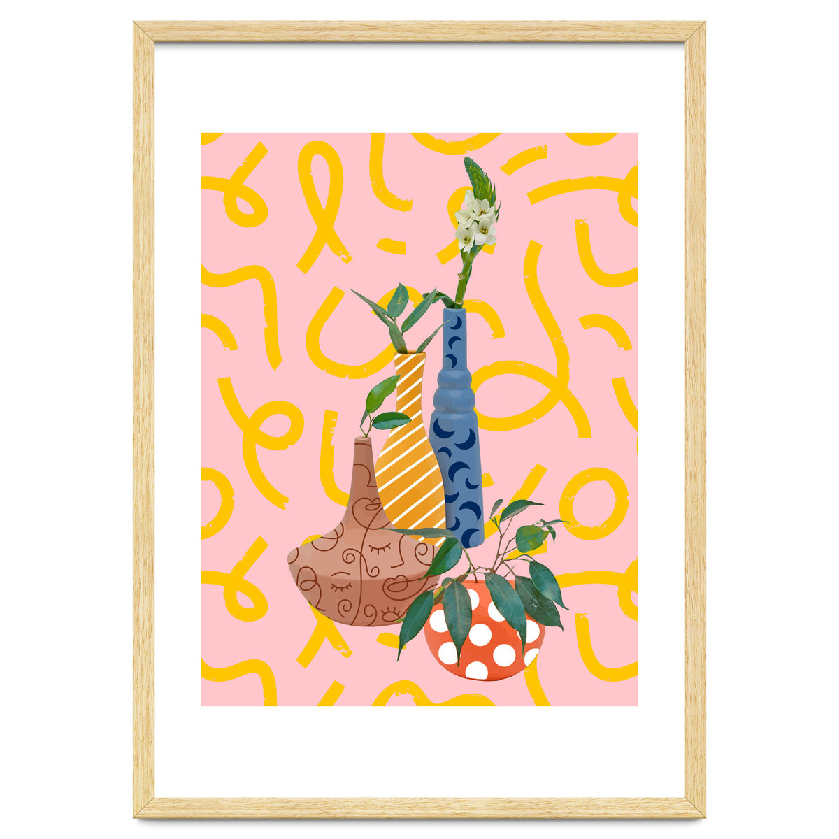 Modern Botanicals, Abstract Plant Pots, Quirky Nature Bohemian, Contemporary Decor