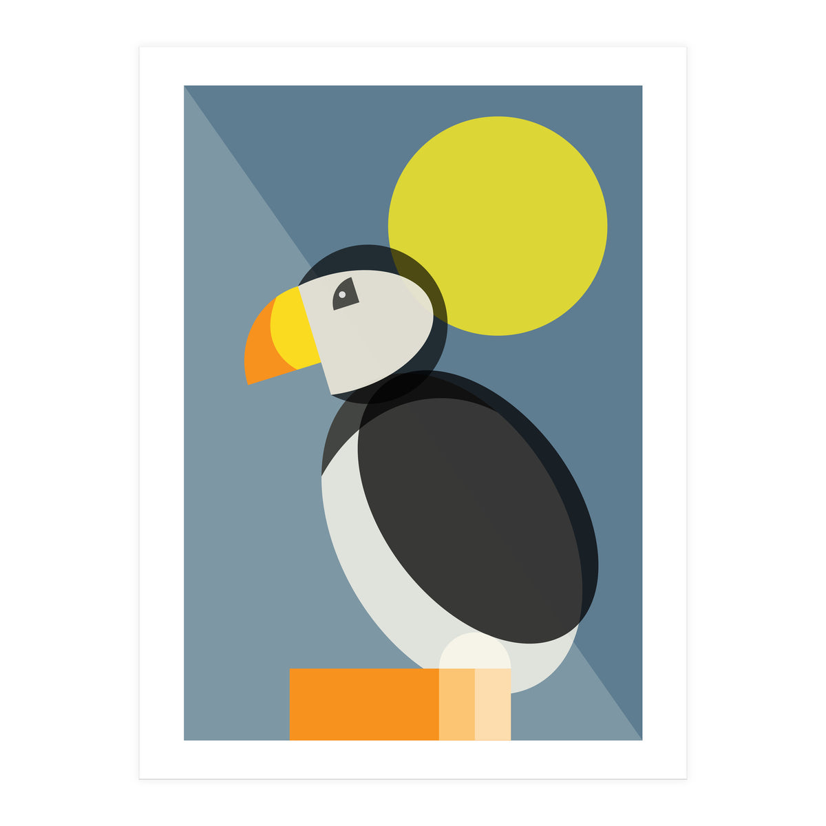 Mid Century Geometric Puffin (Print Only)