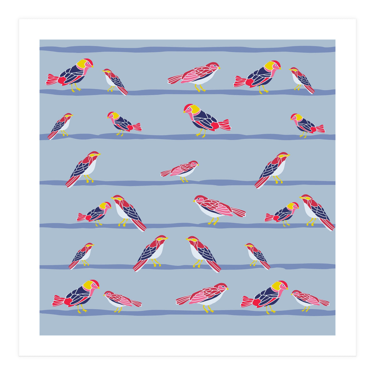 Colorful birds on a wire pattern (Print Only)