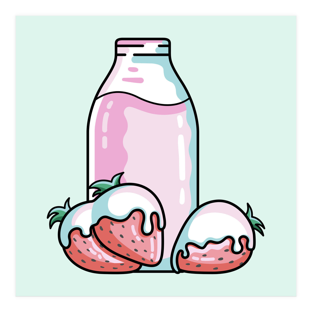 Cute Strawberry Milkshake (Print Only)
