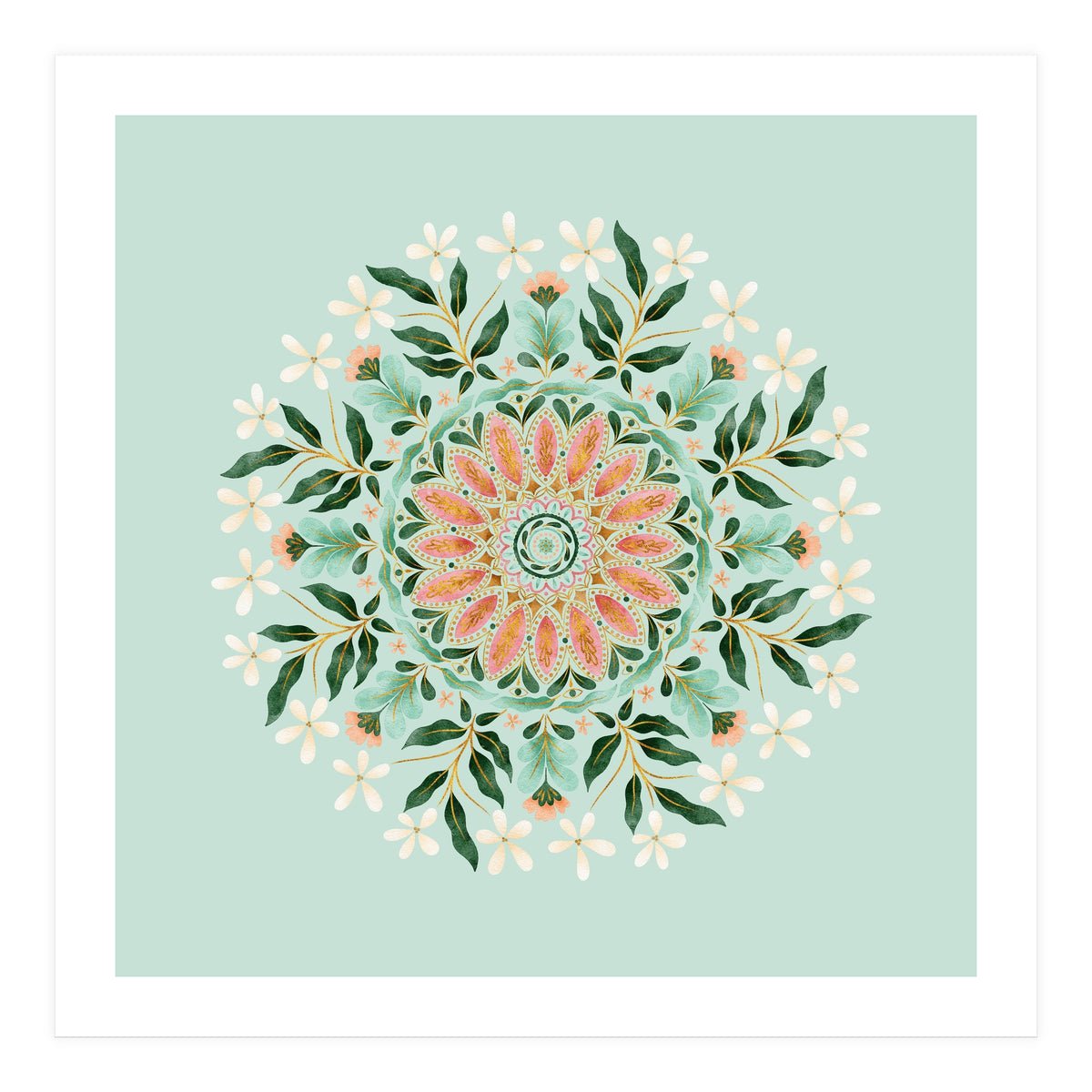 Floral Mandala | Mint Green (Print Only)