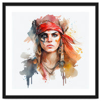 Watercolor Pirate Woman #3