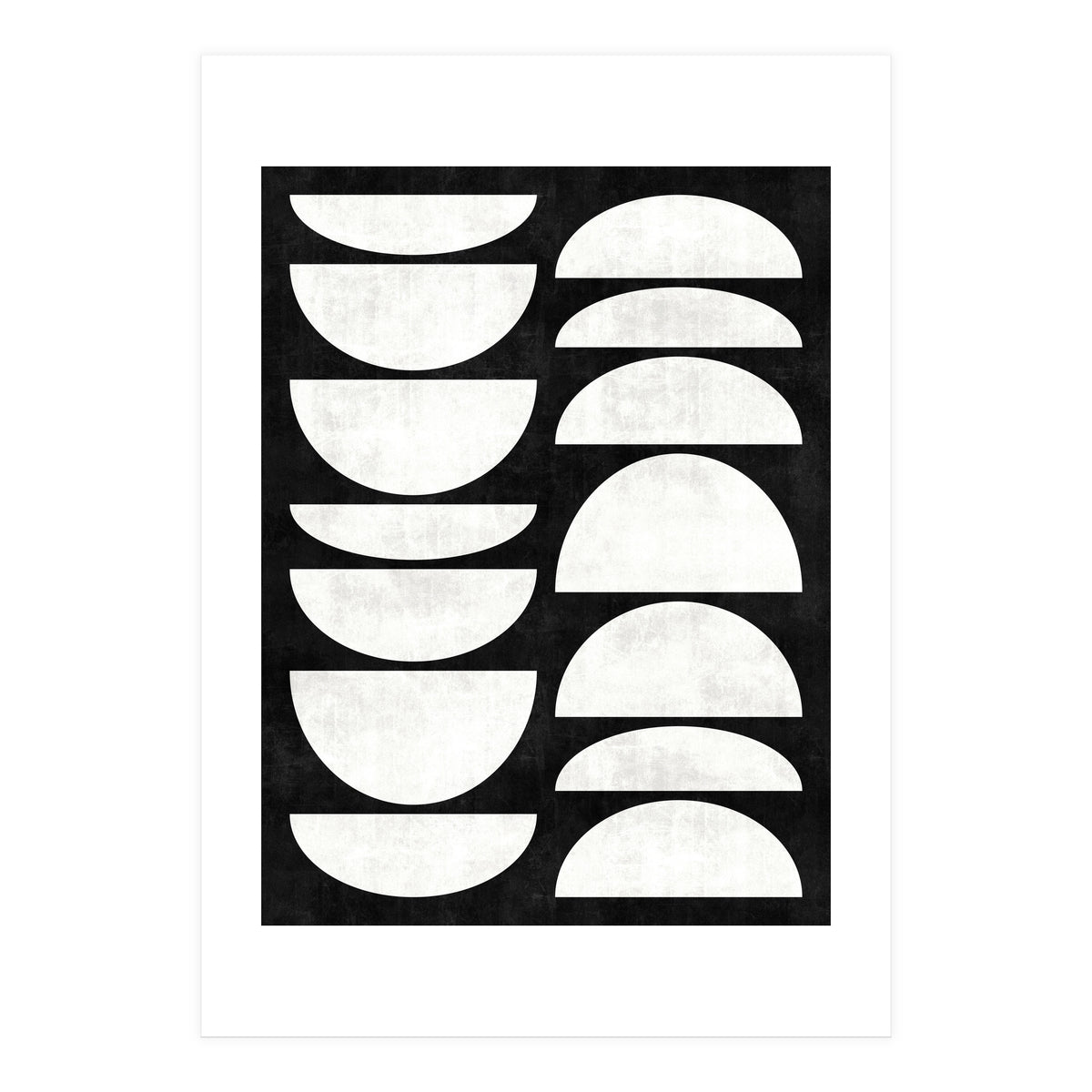 Mid-Century Modern Pattern No.8 - Black and White Concrete (Print Only)