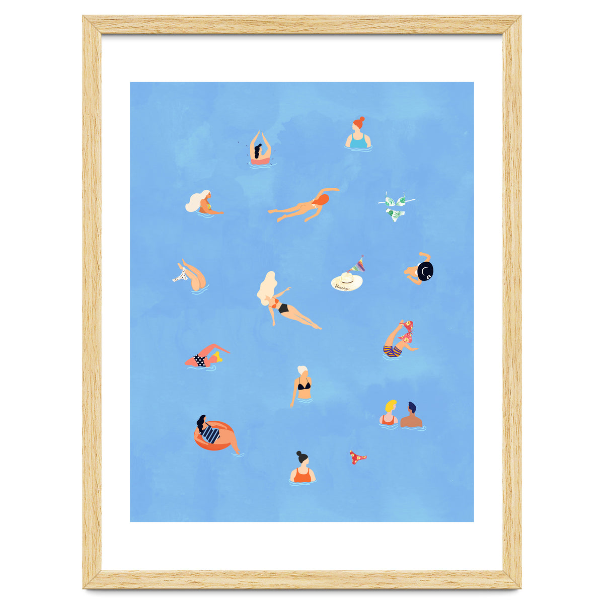Summer Weekend in The Ocean Watercolor Swim Painting | Travel People Chic Eclectic Boho Fun