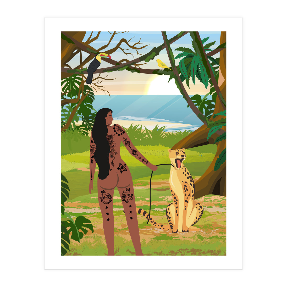 Boho Girl with Cheetah (Print Only)