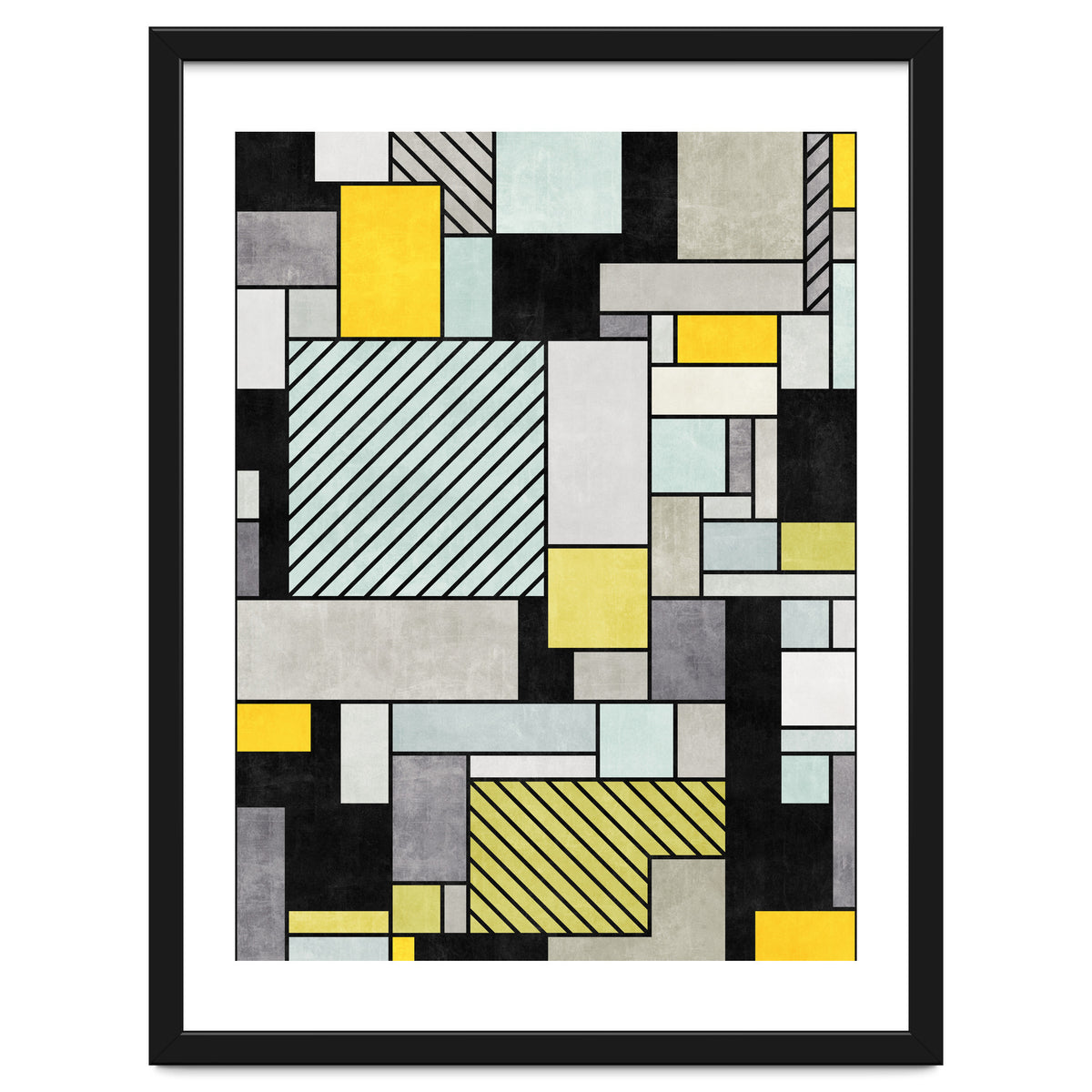 Random Concrete Pattern - Yellow, Blue, Grey