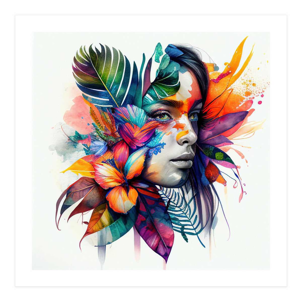 Watercolor Native Woman #1 (Print Only)