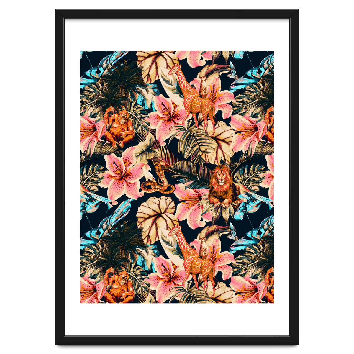 Wild animals in the dark of the jungle 02