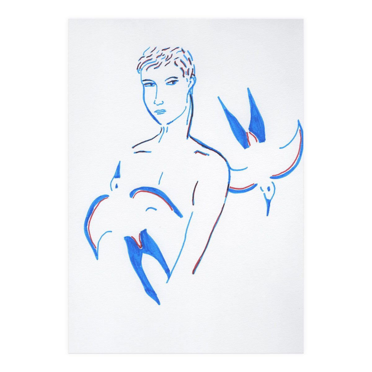 Boy with blue birds (Print Only)