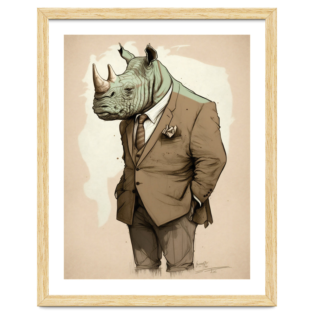 Dapper Rhino Fashion Sketch