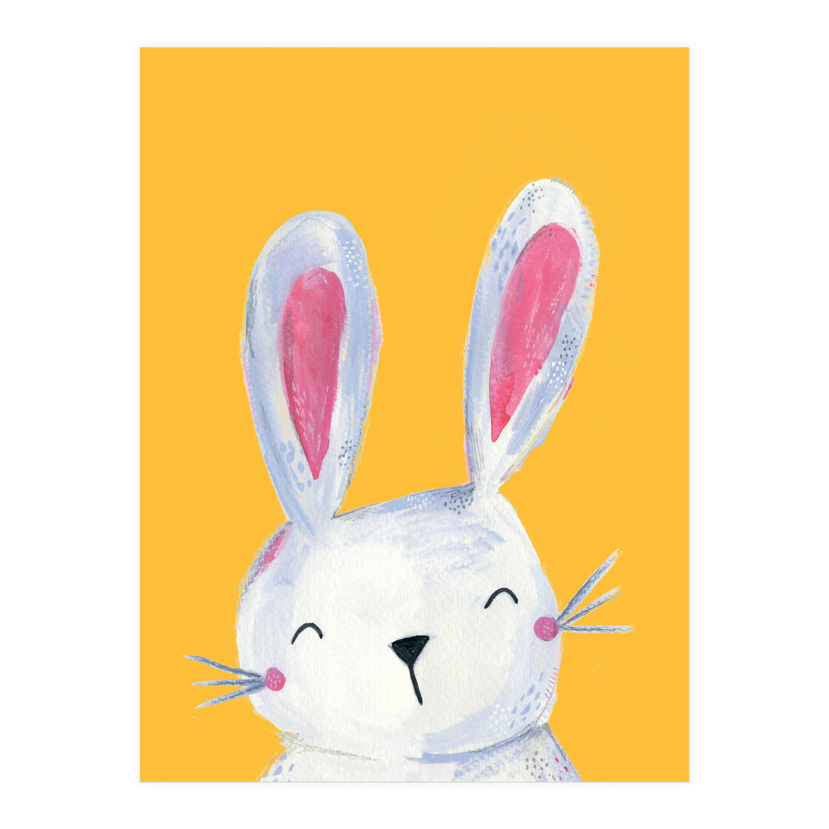Woodland Bunny On Mustard (Print Only)