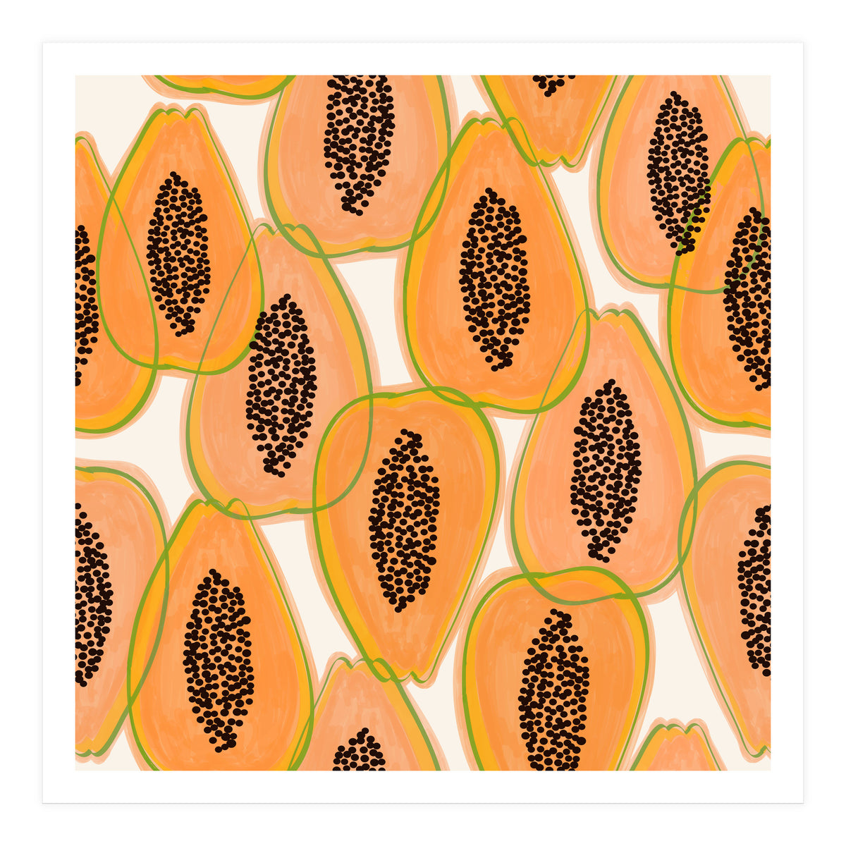 Papaya Cravings | Pastel Watercolor Tropical Fruit Food Painting | Juicy Sweet Illustration (Print Only)