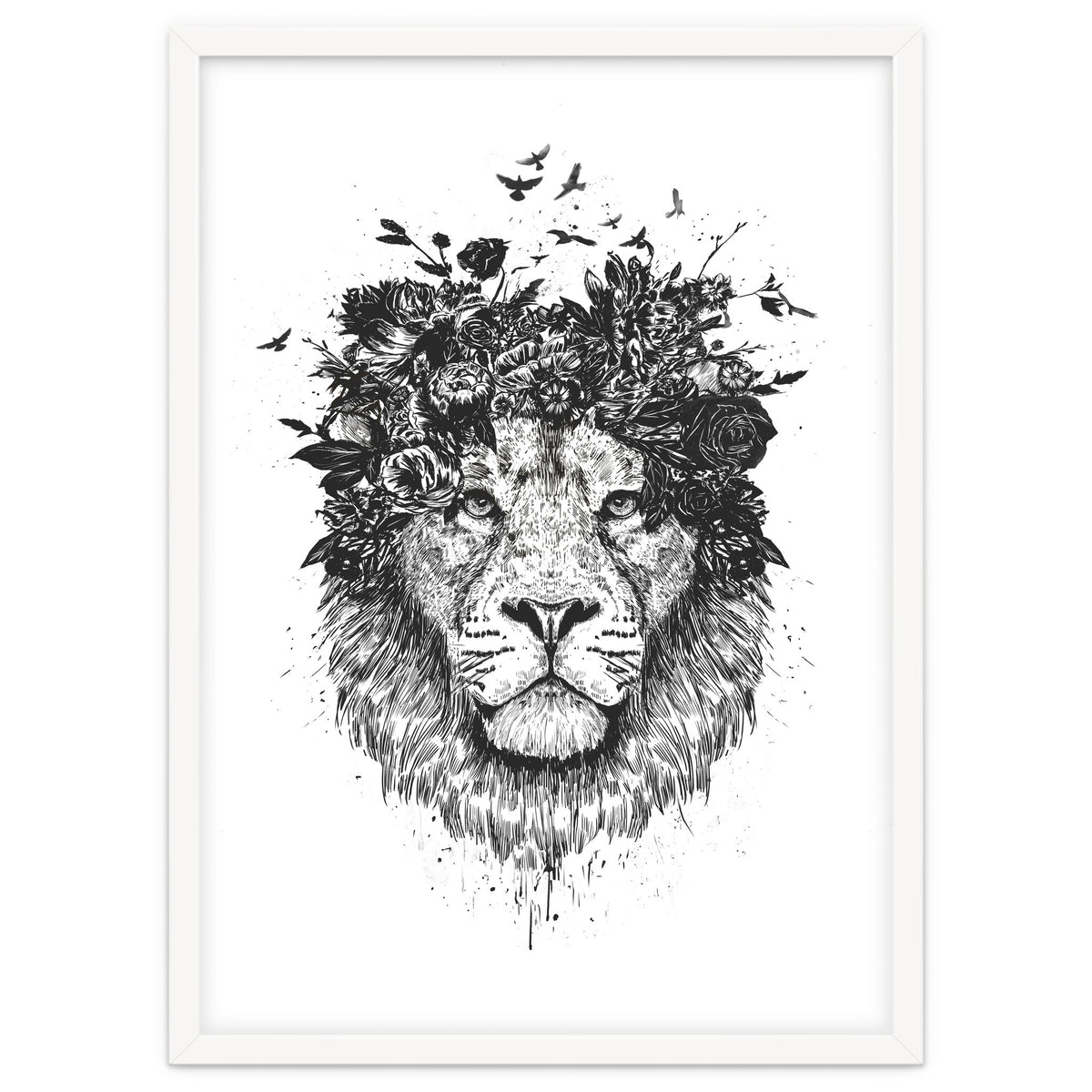 Floral Lion Bw