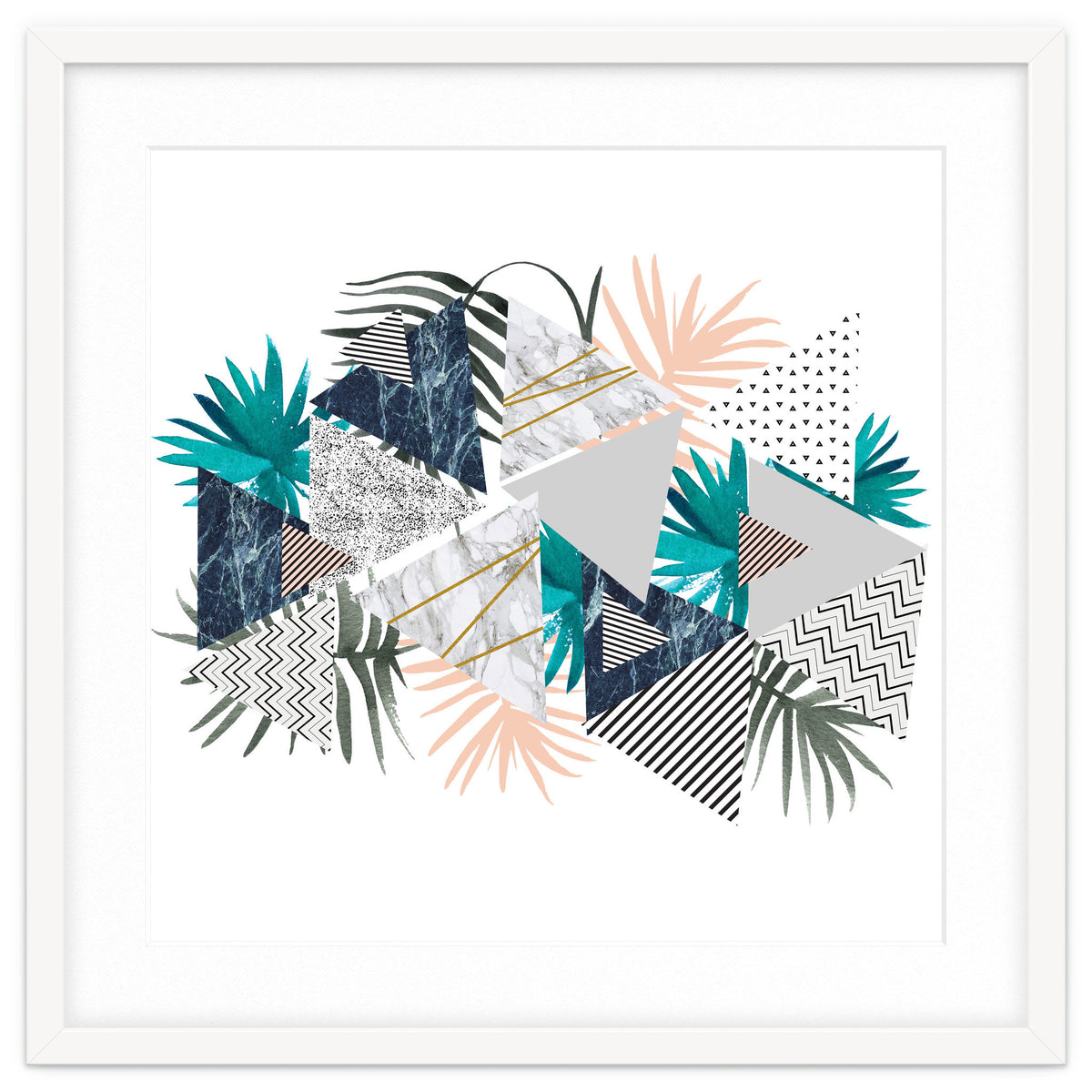 Abstract of geometric patterns with plants and marble I