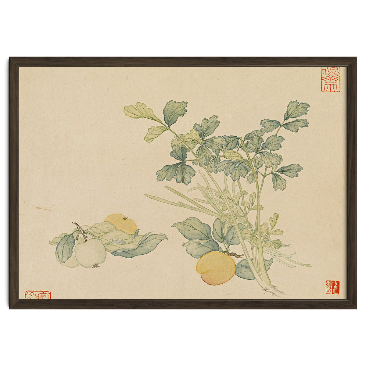 Wang Chengyu~flowers And Vegetables, Vegetables, Fruits, Plums, Apricots, Celery