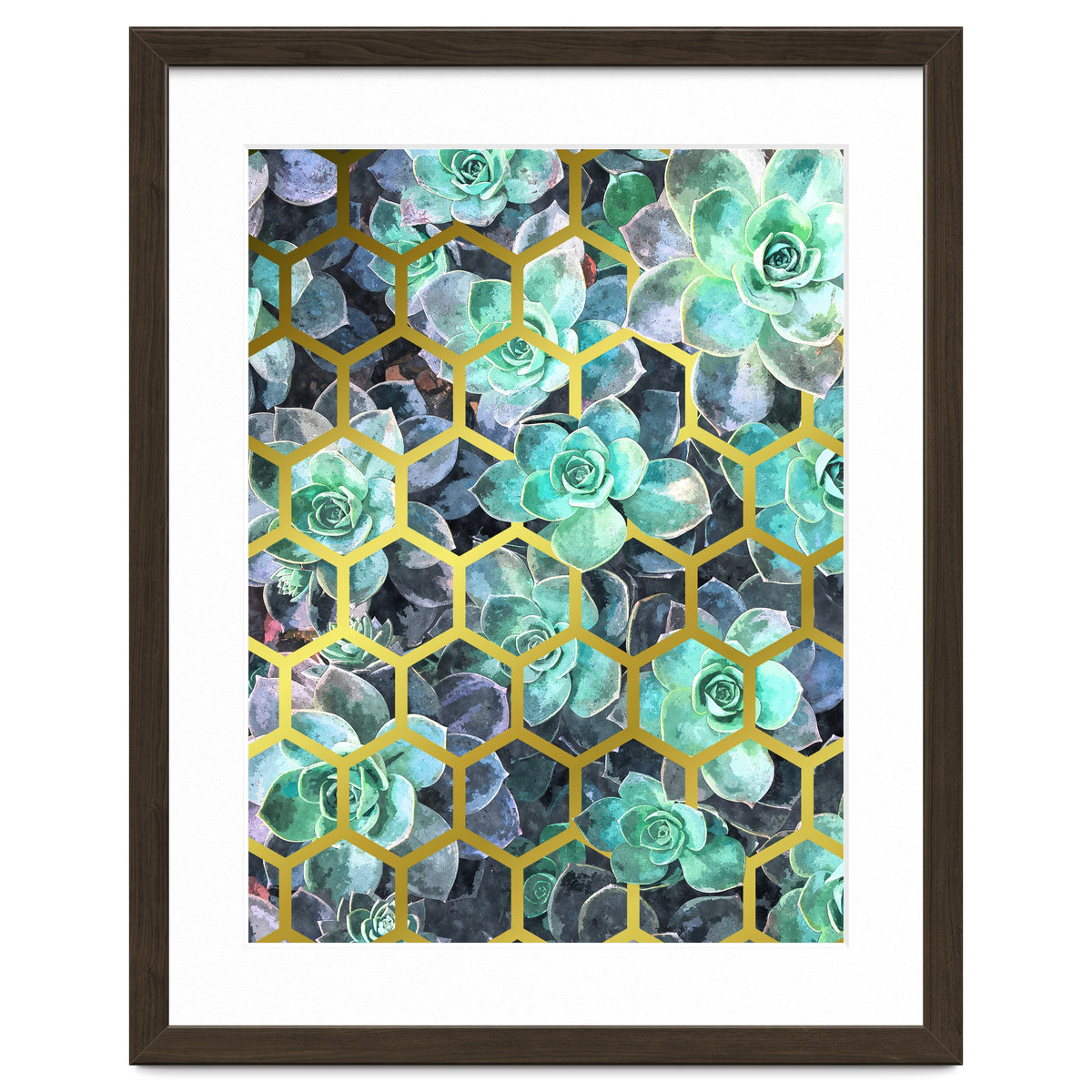 Succulents and Gold Geometric