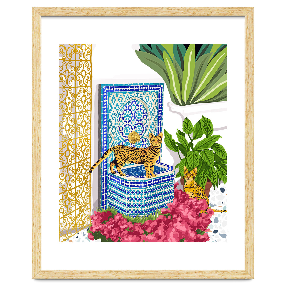 Royal Bengal Cats | Palace Pets & Architecture Building | Exotic Travel Urban Jungle Terrazzo Tiles