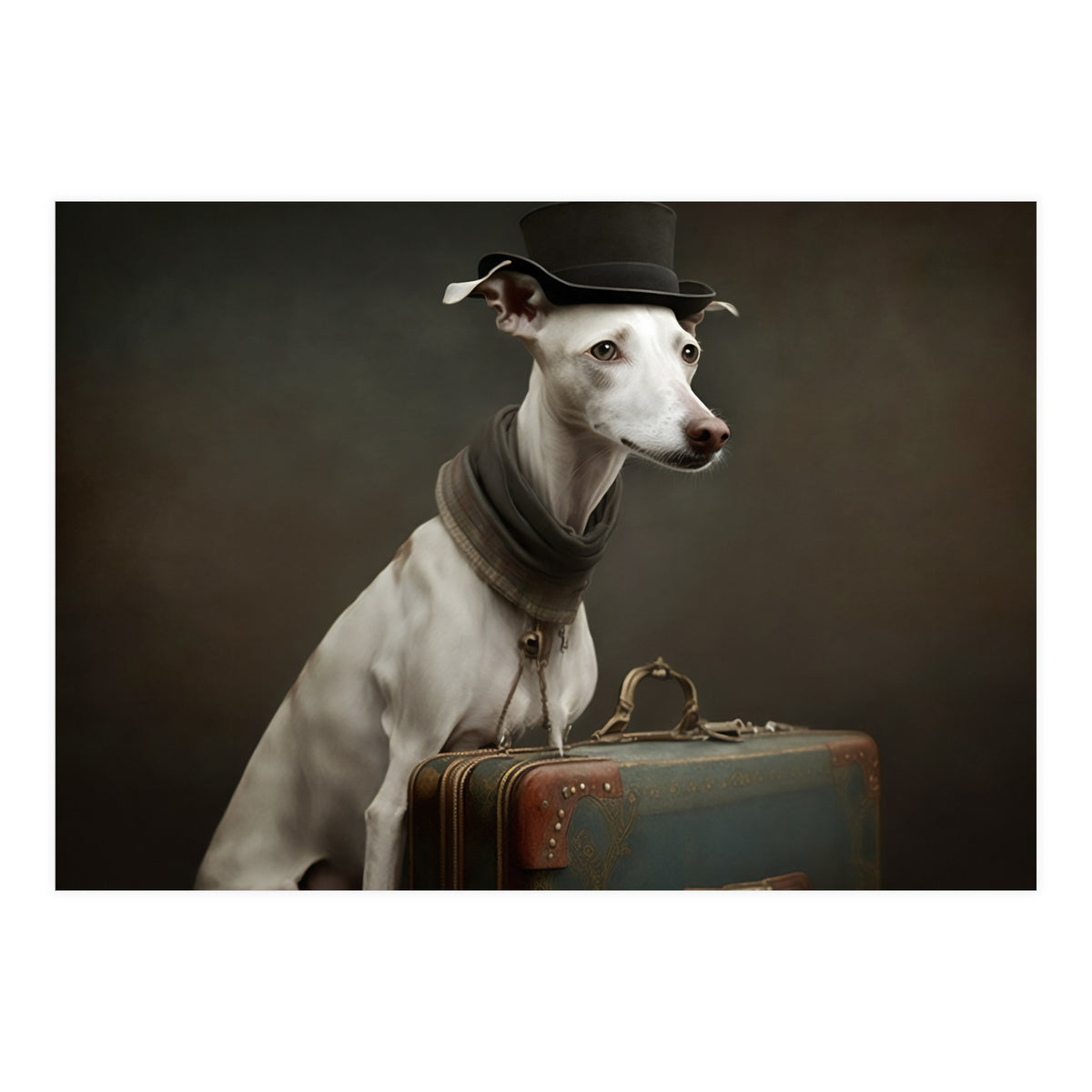 Whippet with His Suitcase (Print Only)