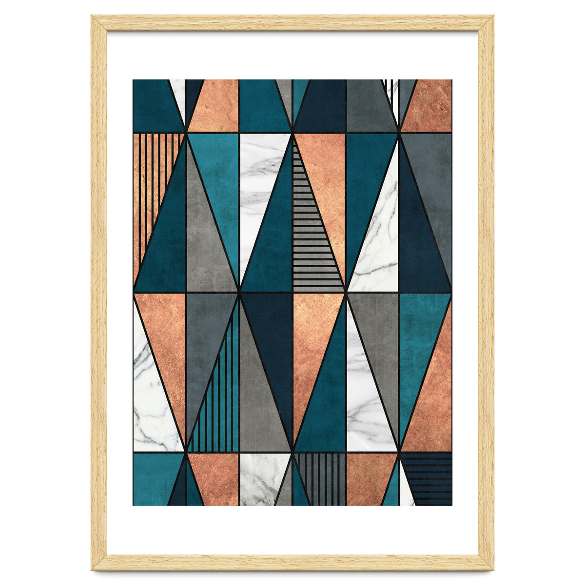 Copper, Marble and Concrete Triangles with Blue