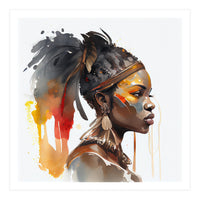 Watercolor African Warrior Woman #7 (Print Only)