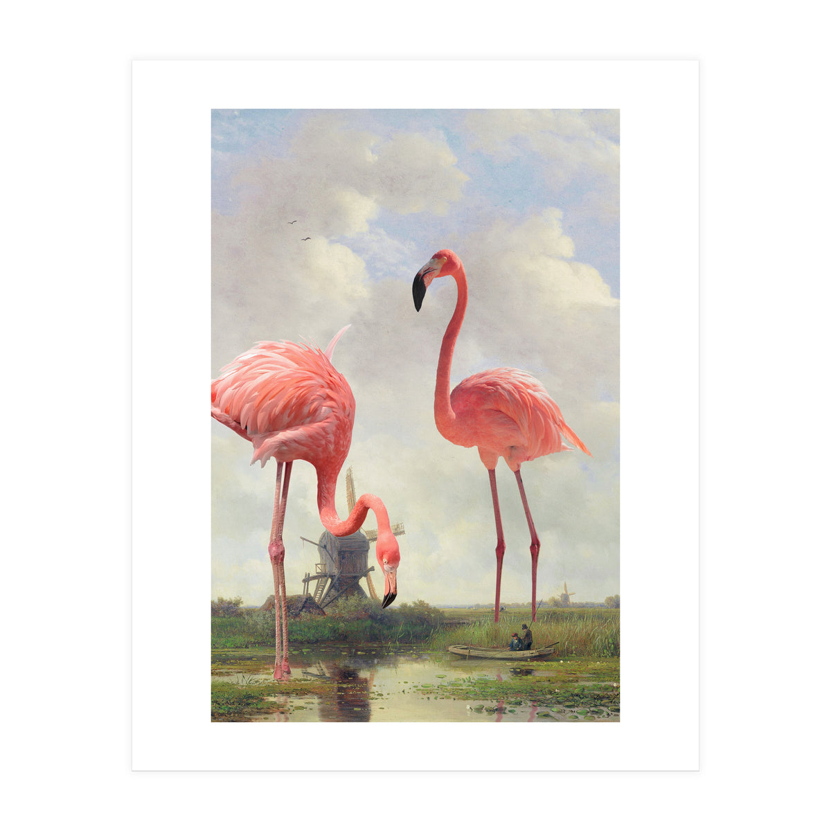 Fishing With Flamingos (Print Only)
