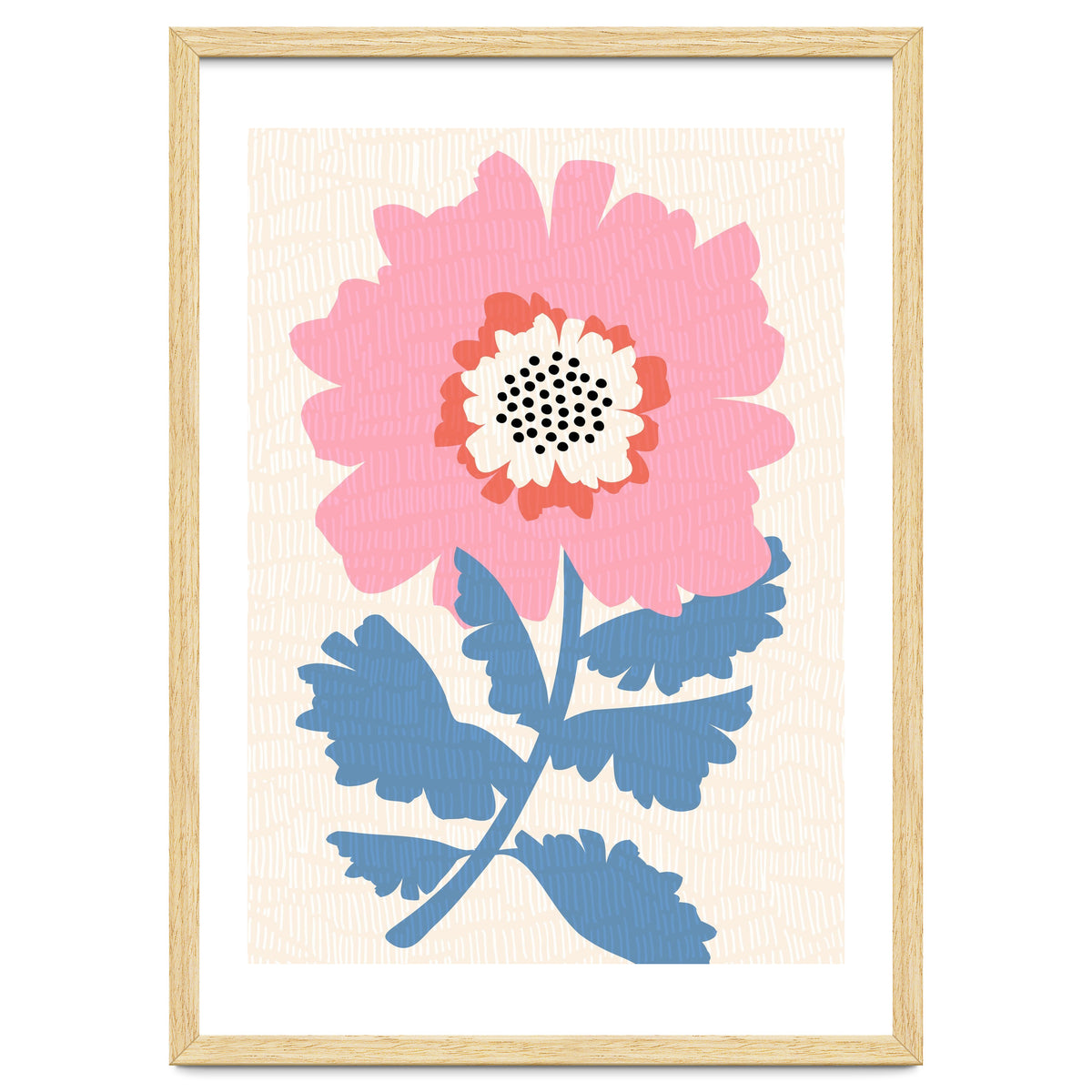 Pink Modern Folk Art Flower