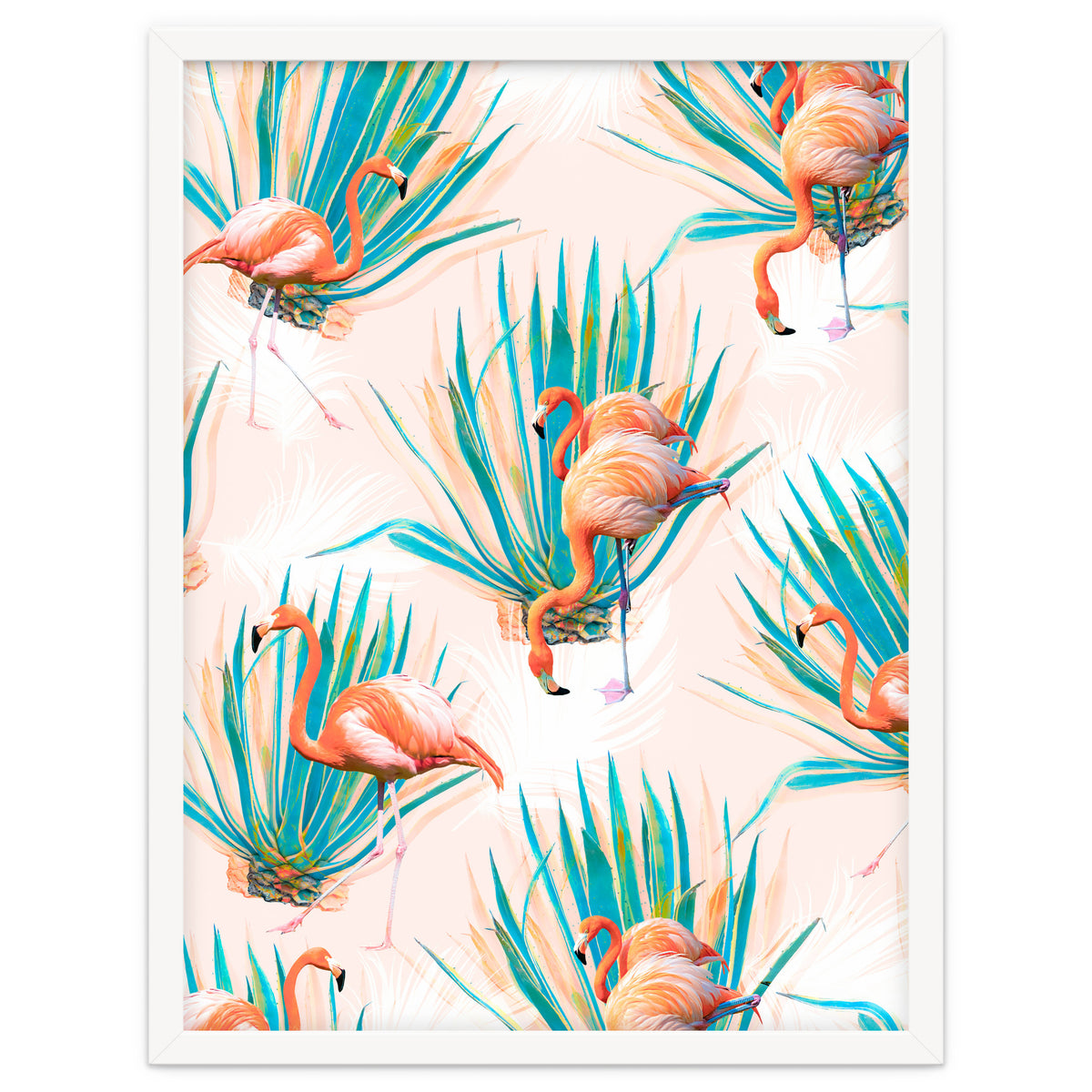 Anaglyph Flamingos with cactus