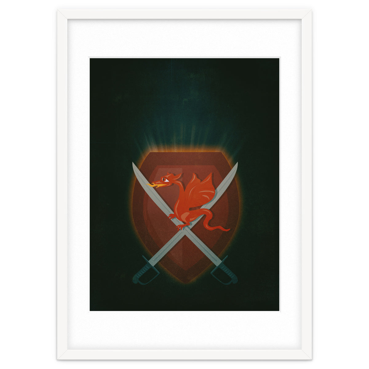 Heraldic dragon and cutlasses