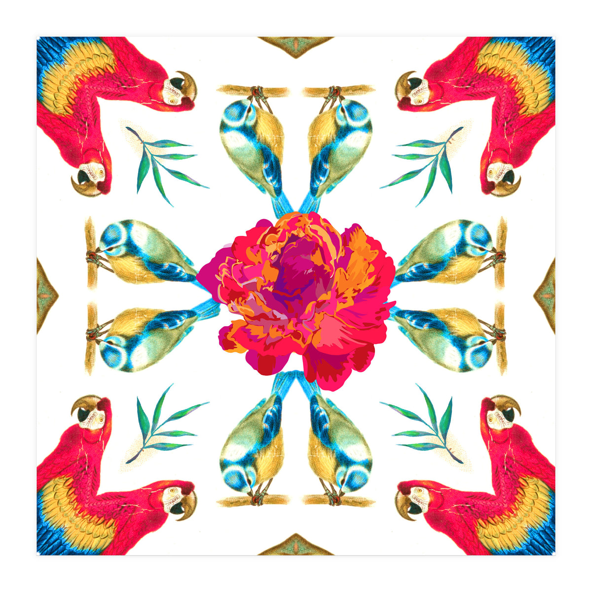 Tropical Scarlet Macaw Mandala (Print Only)