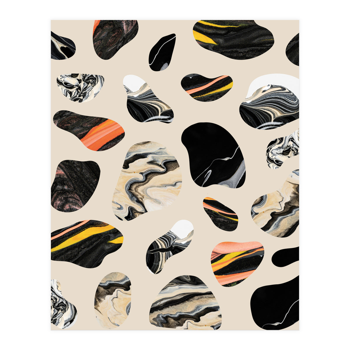 Marble Jelly Beans, Abstract Shapes Nature Eclectic Textures, Precious Stones Agate Dark Mystery (Print Only)