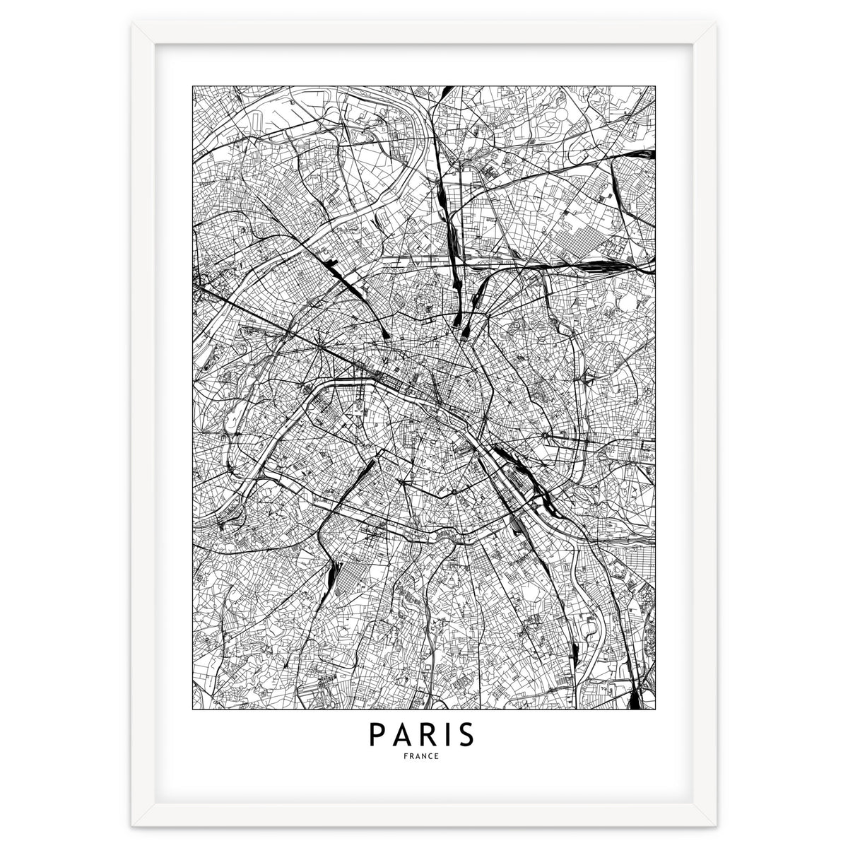 Paris White Map