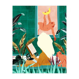 Urban Jungle Bath | Tropical Modern Bohemian Woman Bathtub | Pet Monkey Wild Animals Moon Watercolor (Print Only) thumbnail