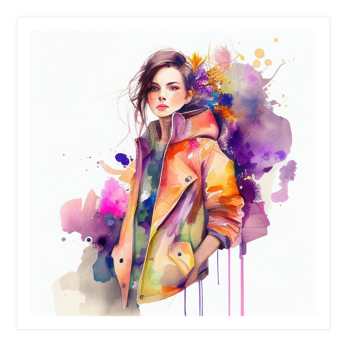 Watercolor Fashion Woman #1 (Print Only)