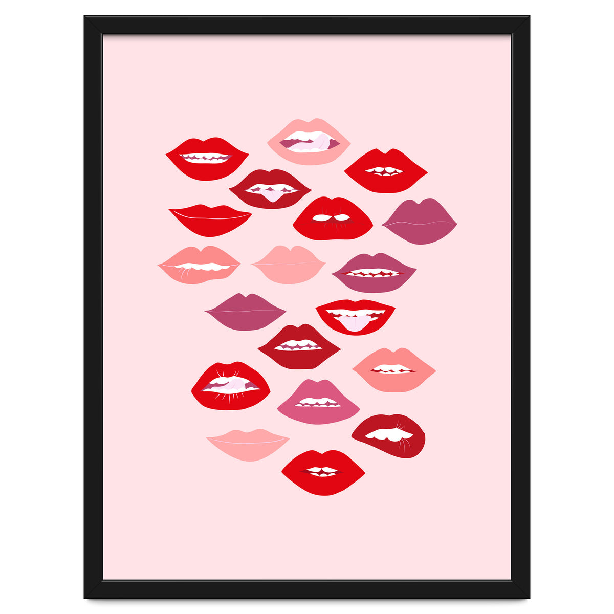 Lips Red with Pink Background