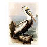 Pelican on the Shoreline Vintage Painting (Print Only) thumbnail