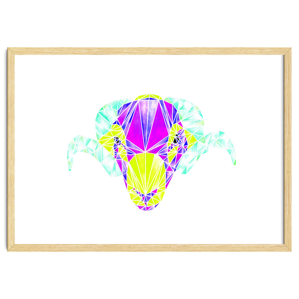 Colourful Geometric Swaledale Sheep Tup with White Lines