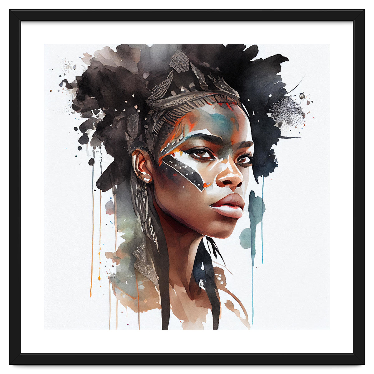 Watercolor African Warrior Woman #6