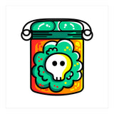 Kawaii Cute Skull In A Jar (Print Only) thumbnail
