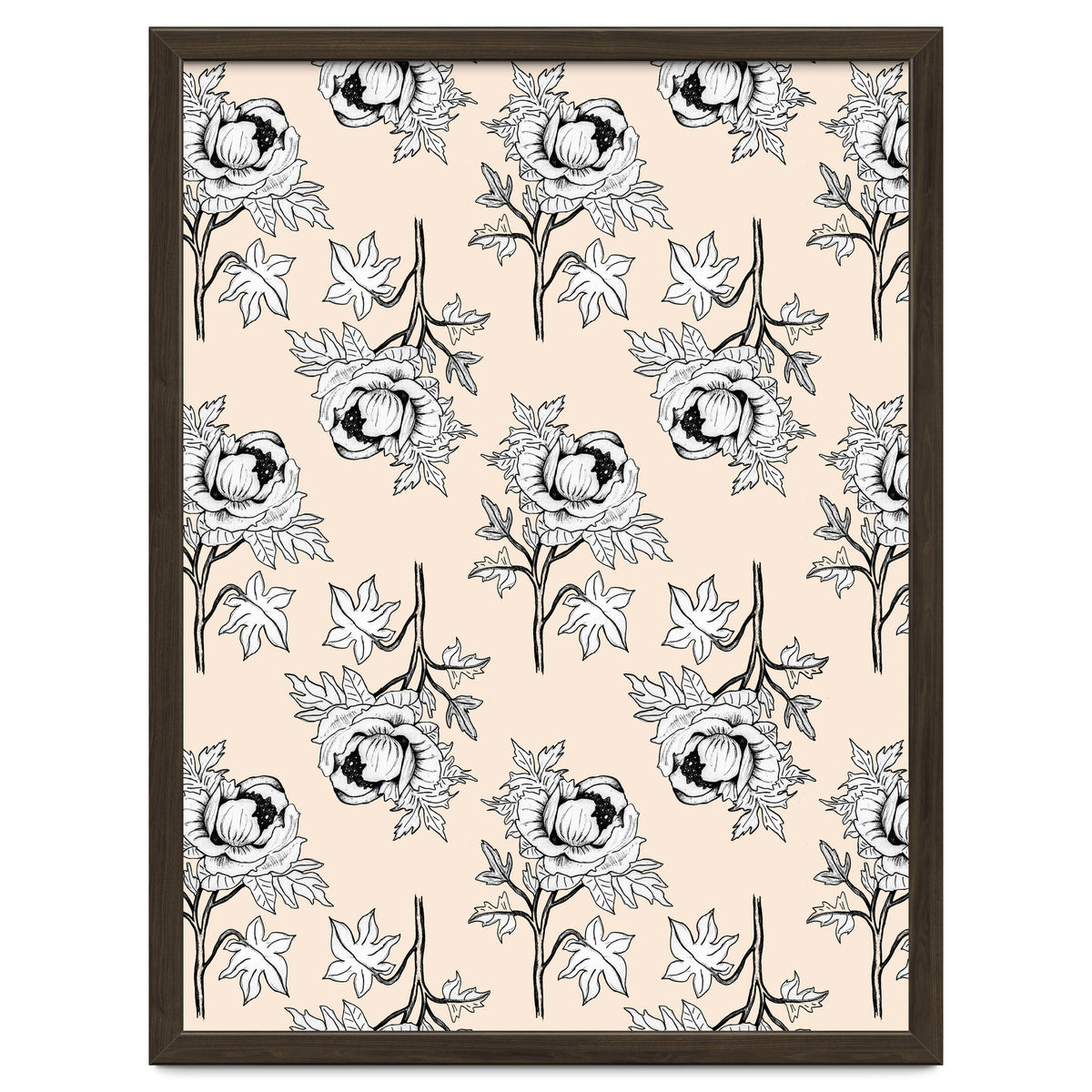 Drawing pattern of roses to pencil on beige