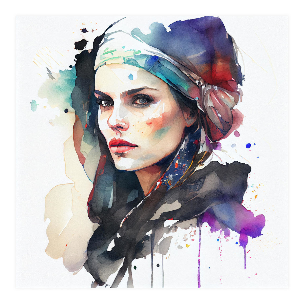 Watercolor Pirate Woman #5 (Print Only)