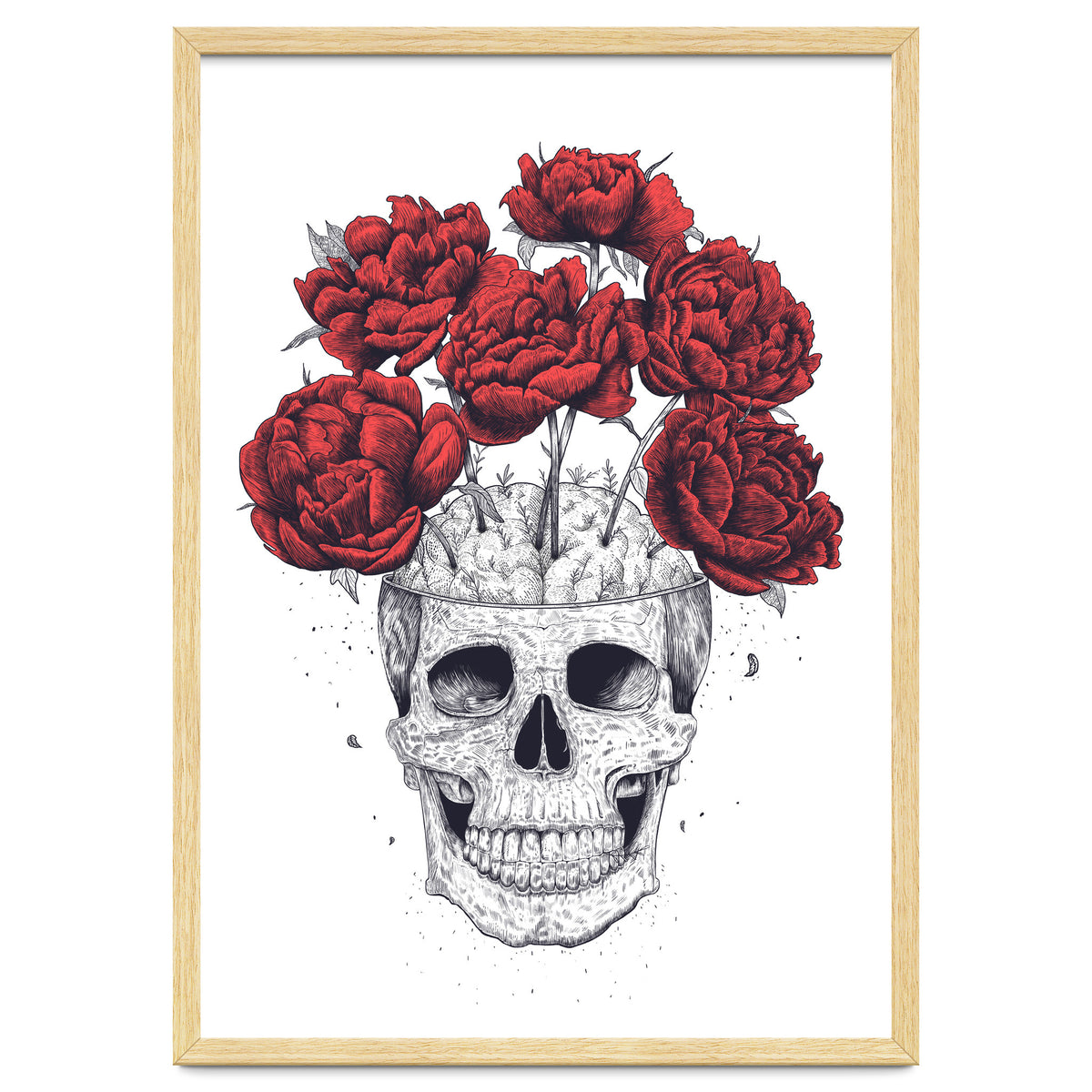 Skull With Peonies