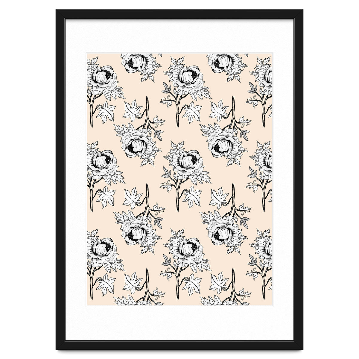 Drawing pattern of roses to pencil on beige