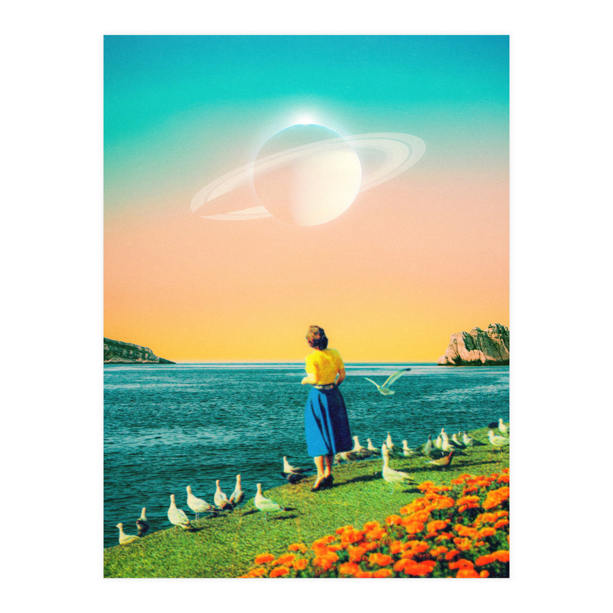 Woman With Birds  (Print Only)