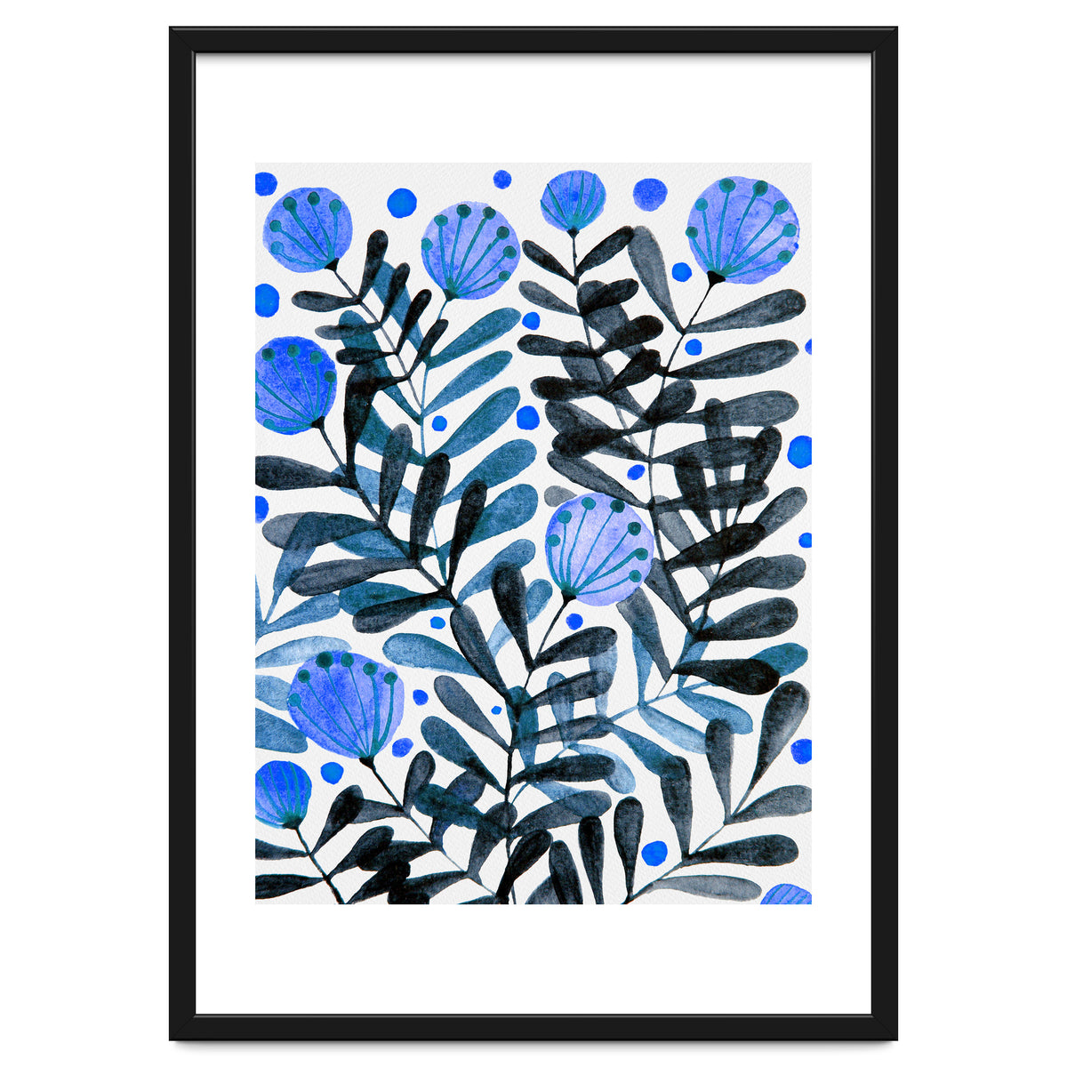 Flowers And Foliage Blue