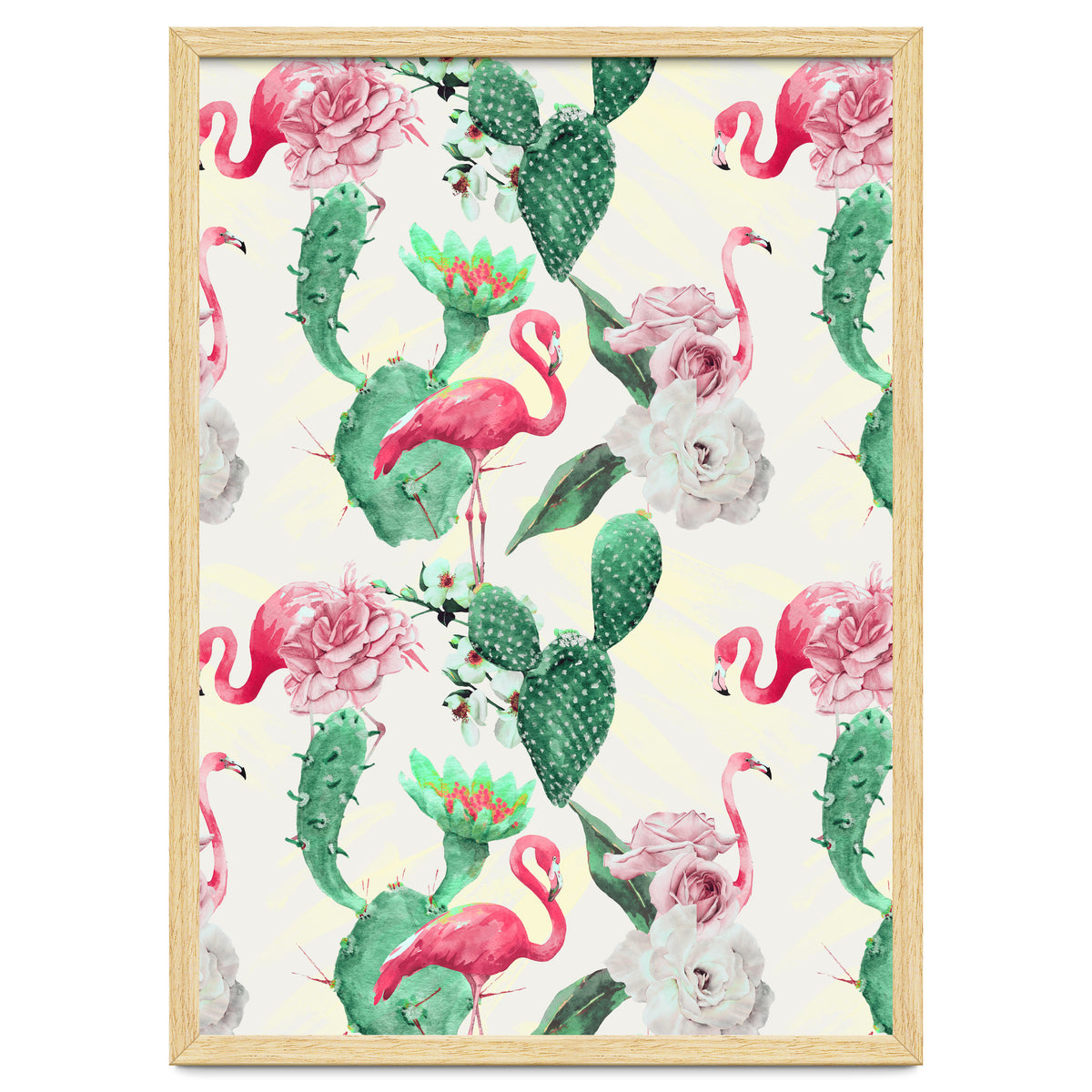 Flamingos, geometric and flowers
