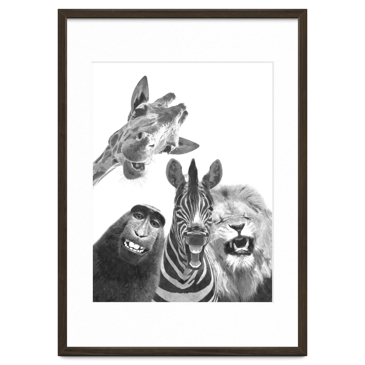 Black and White Jungle Animal Friends