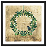 Wreath #White Flowers & Bird #Royal collection