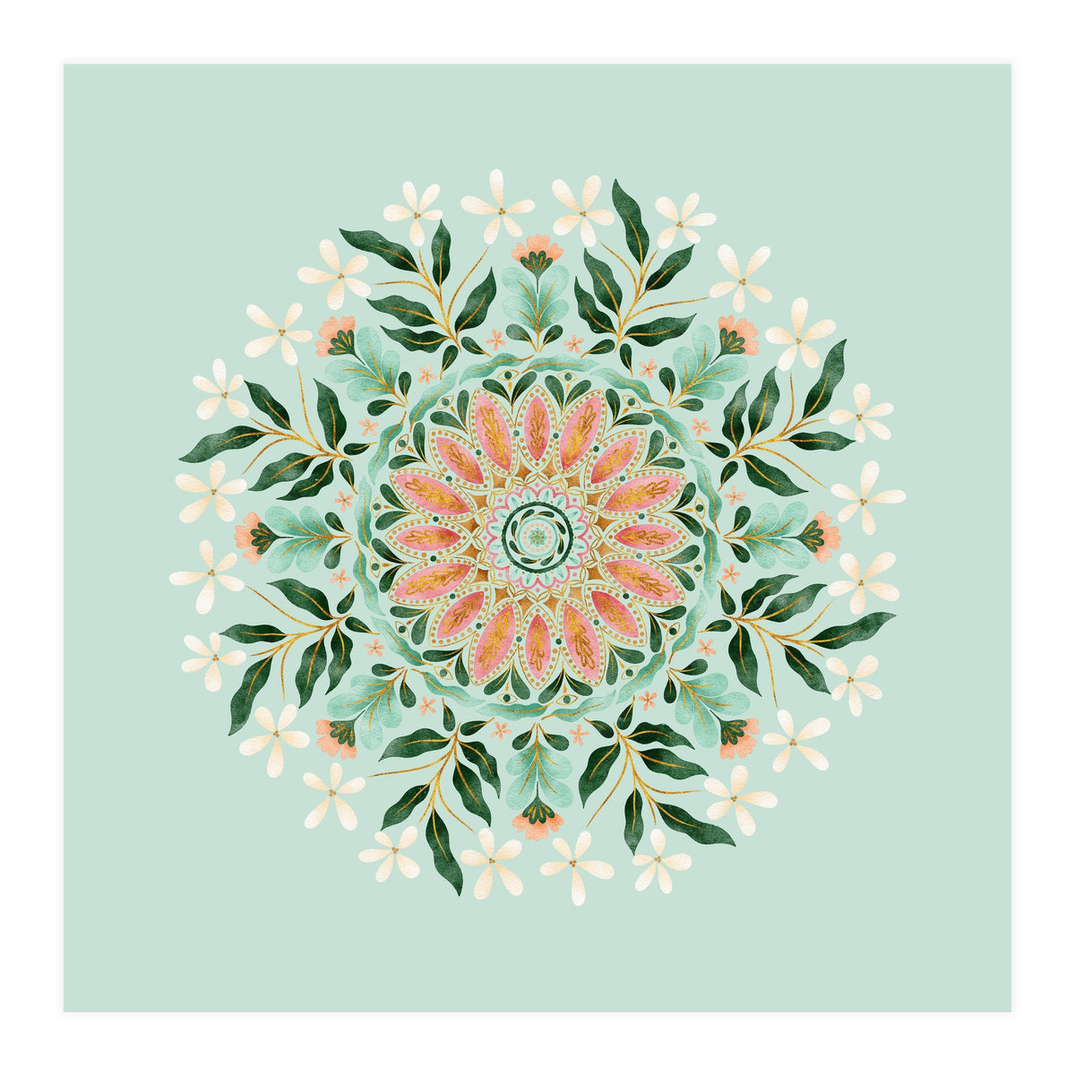 Floral Mandala | Mint Green (Print Only)