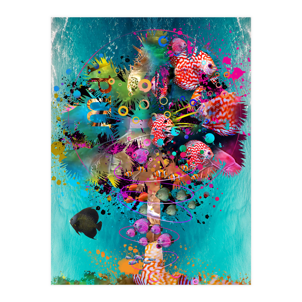 Surf Palm 02 Halfed Large2 (Print Only)